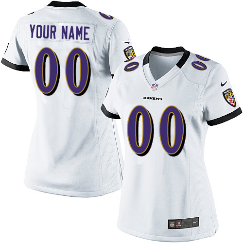 Nike Baltimore Ravens Customized White Stitched Women's NFL Jersey